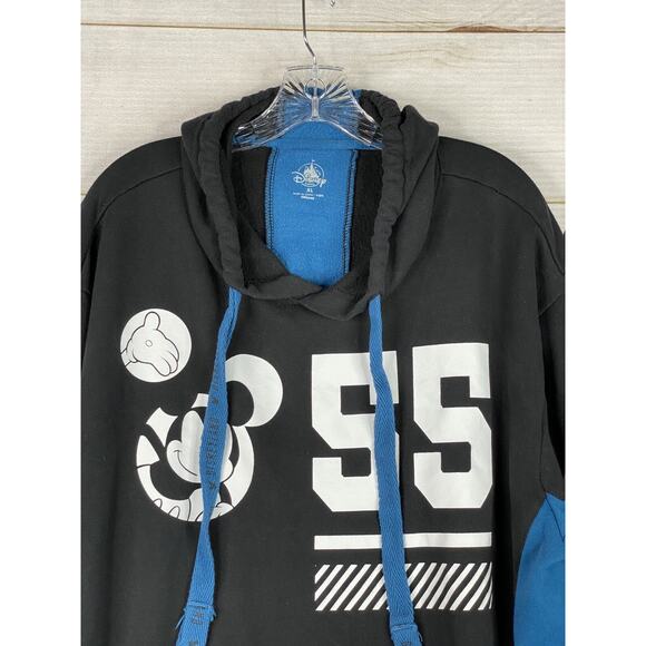 Disney Hoodie Adult XL Mickey Mouse 55 Disneyland Pullover Sweatshirt BlackBlue - Picture 2 of 10